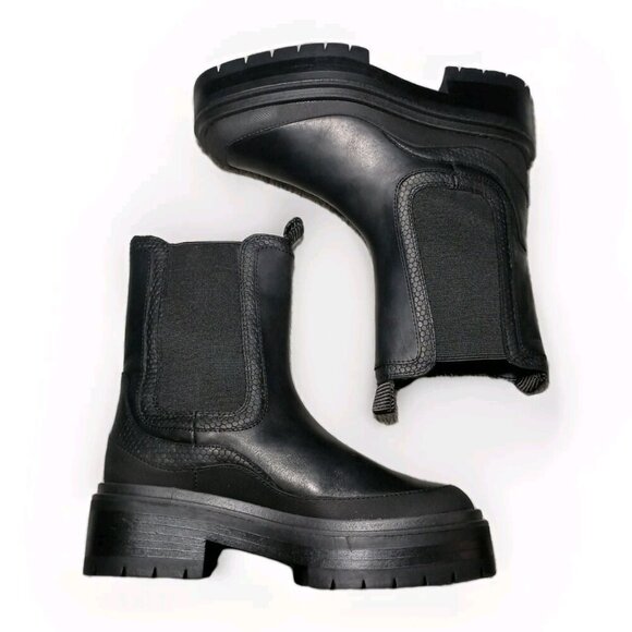 Sam Edelman Lulia Black Chunky Heel Rounded Toe Pull On Sz 5 Chelsea Ankle Boots - Picture 10 of 16